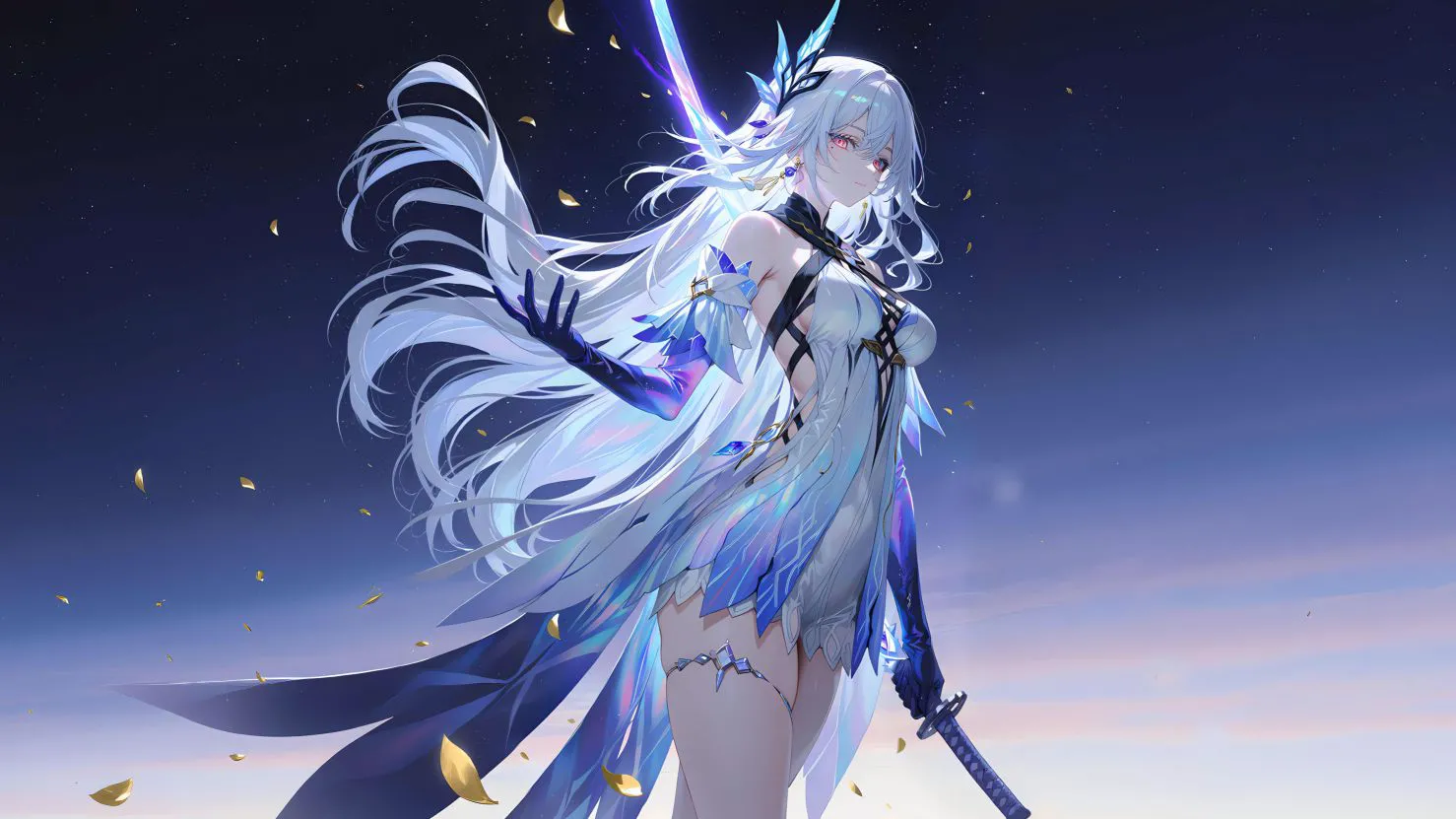 动漫少女 二次元 个性少女 动漫 丝柯克（第一作者原图）去时钟版 壁纸预览