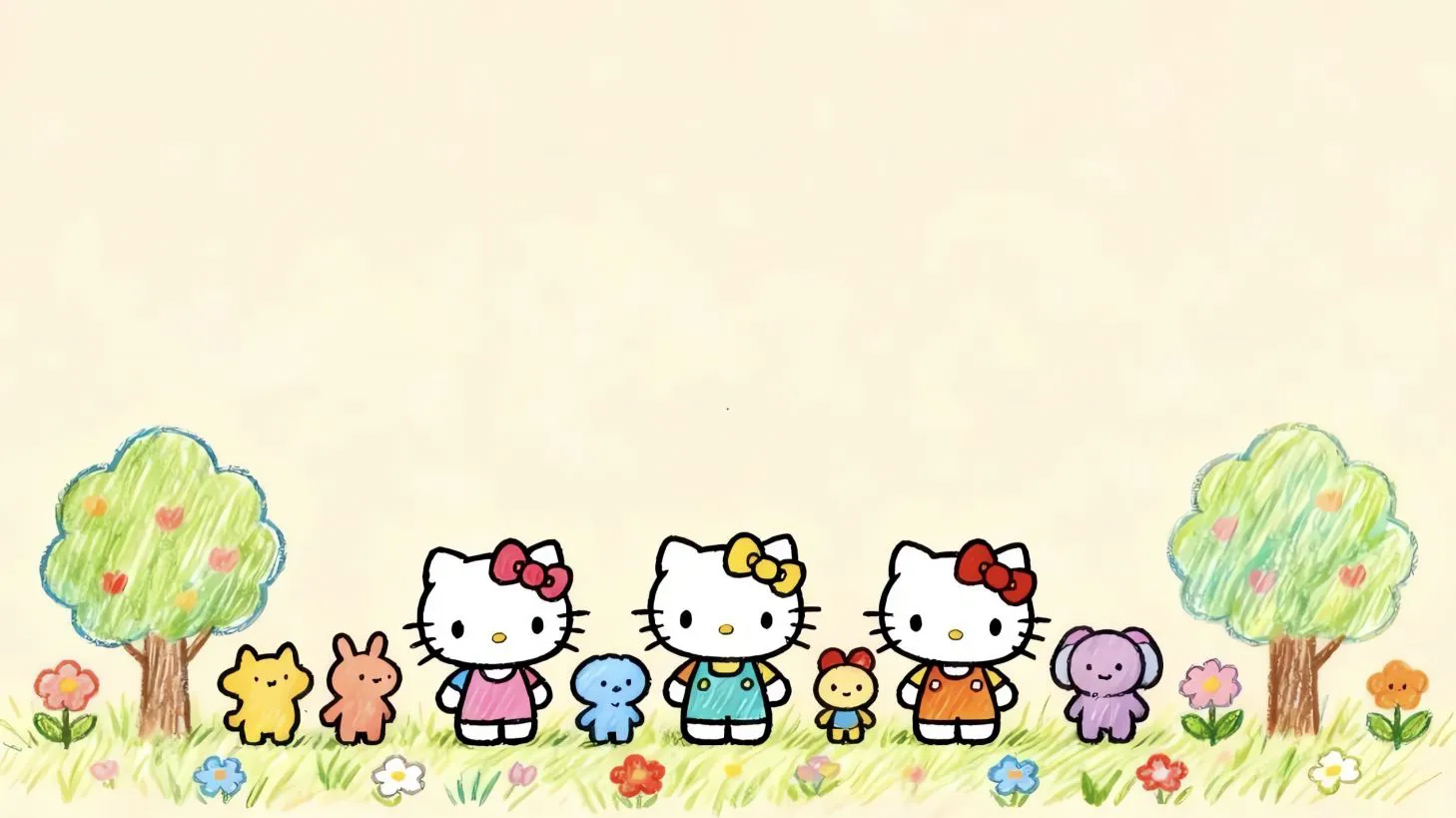 可爱 helloKitty 纯色 简约 卡通 壁纸预览