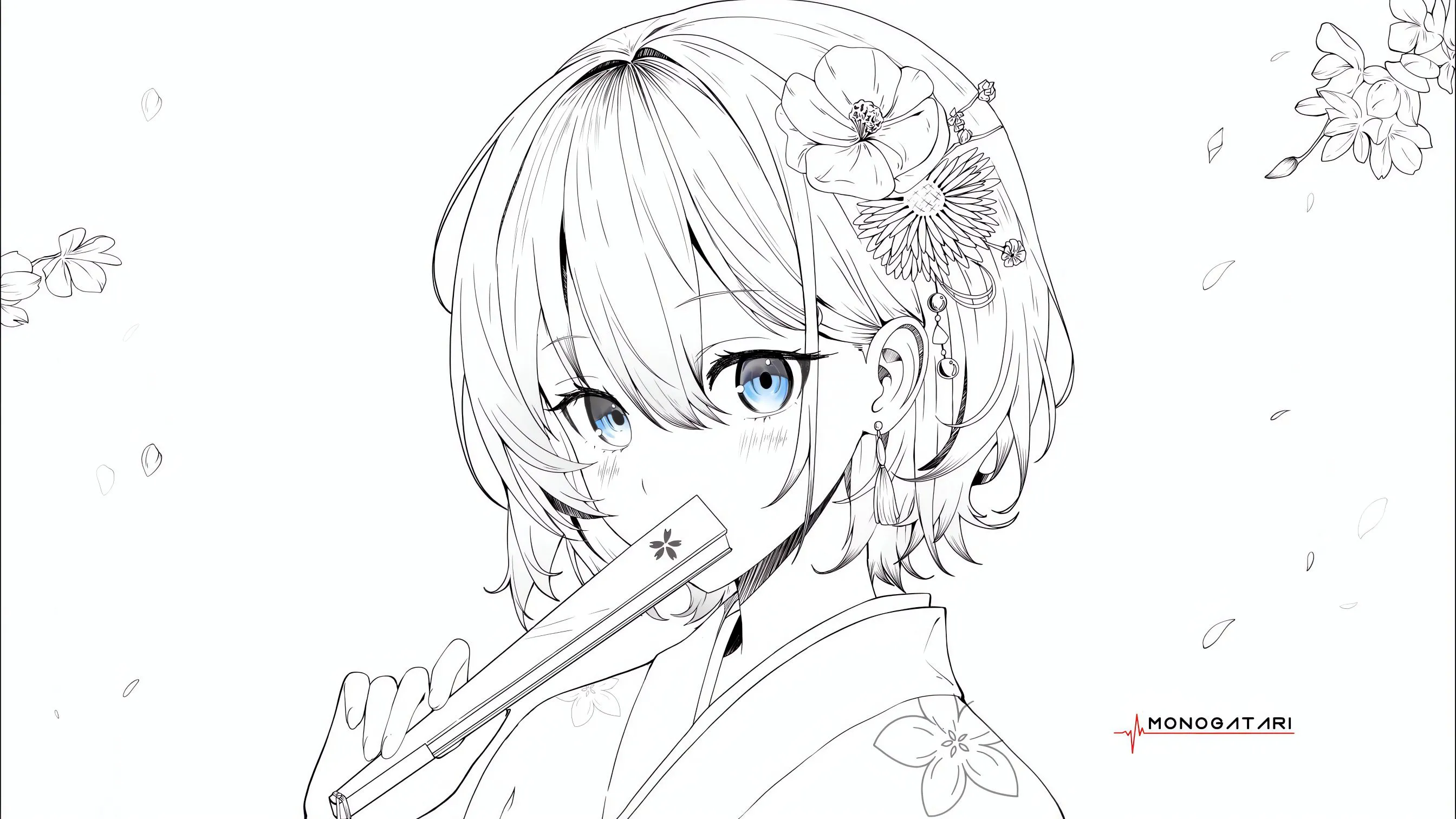 动漫少女 二次元 个性 动漫 和服少女-物语花绫 壁纸预览