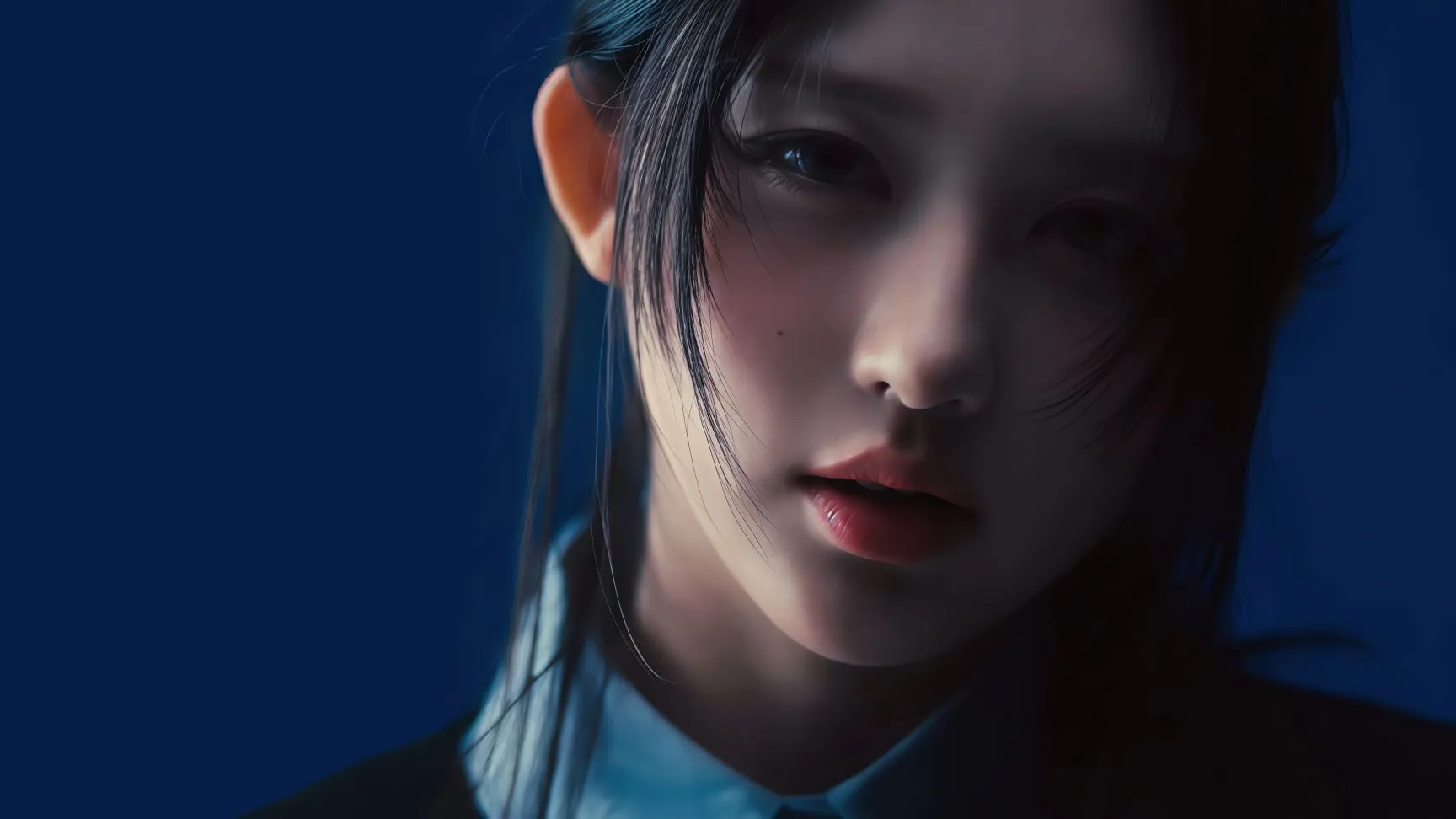美女 高颜值 深蓝凝眸 壁纸预览
