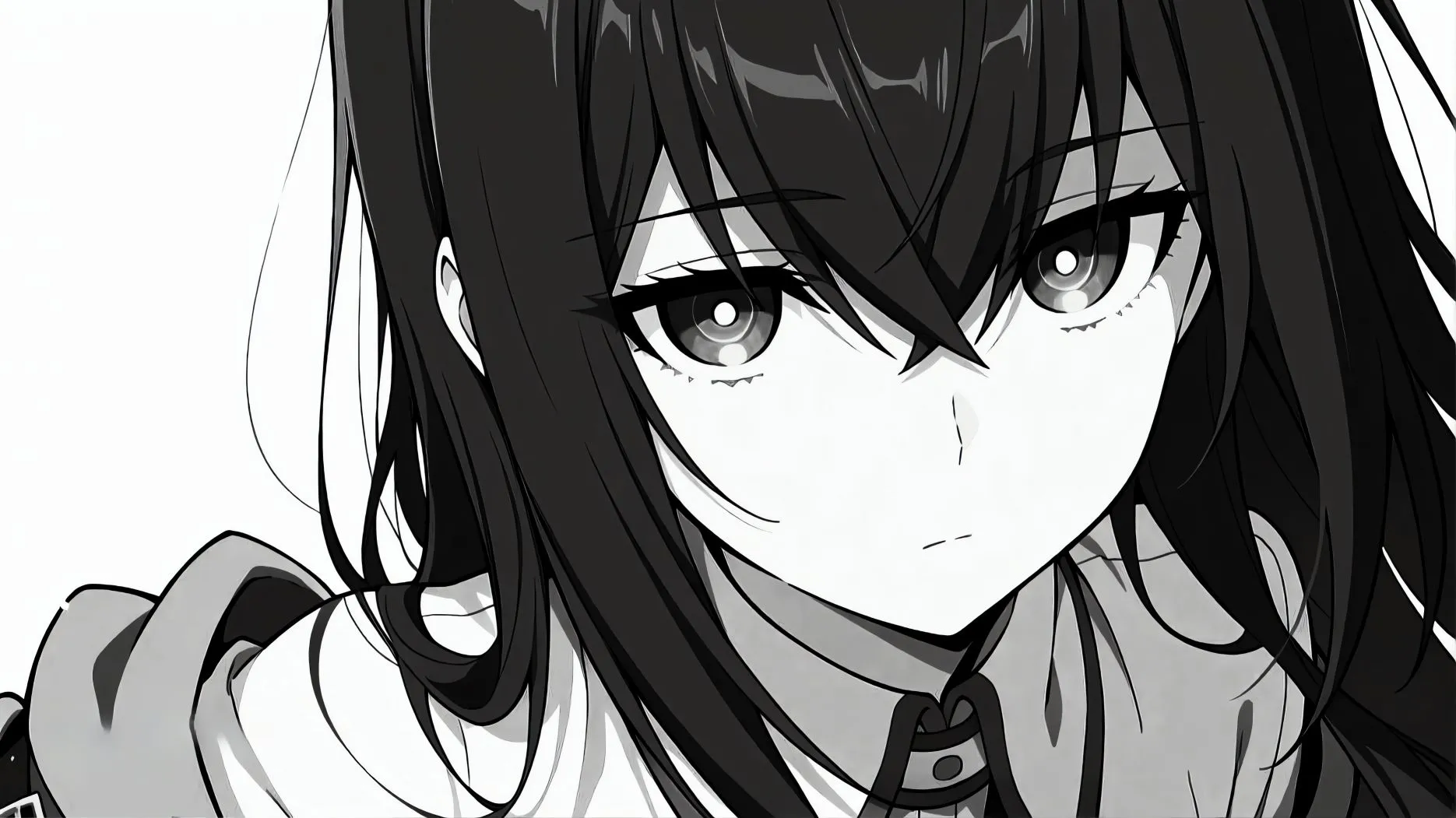 动漫 二次元 Makise Kurisu - Black and White 壁纸预览