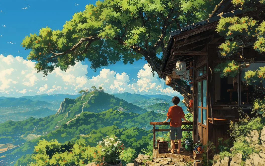 ins风 唯美 治愈 风景 山居夏望 壁纸预览