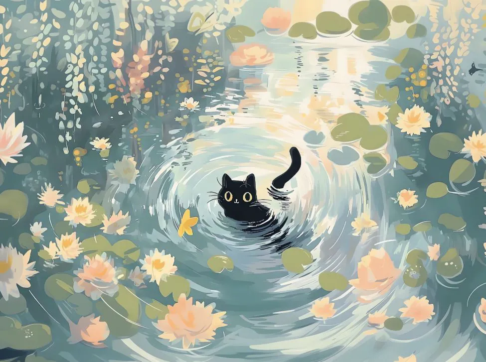 插画 小猫 卡通 唯美 可爱 壁纸预览