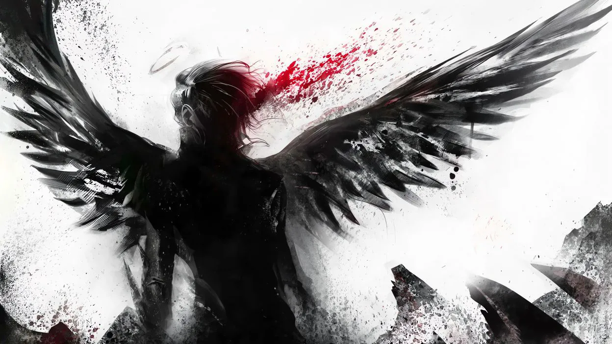 黑白 炫酷 动漫光影 动漫 Fallen Angel Animated 1080P 壁纸预览