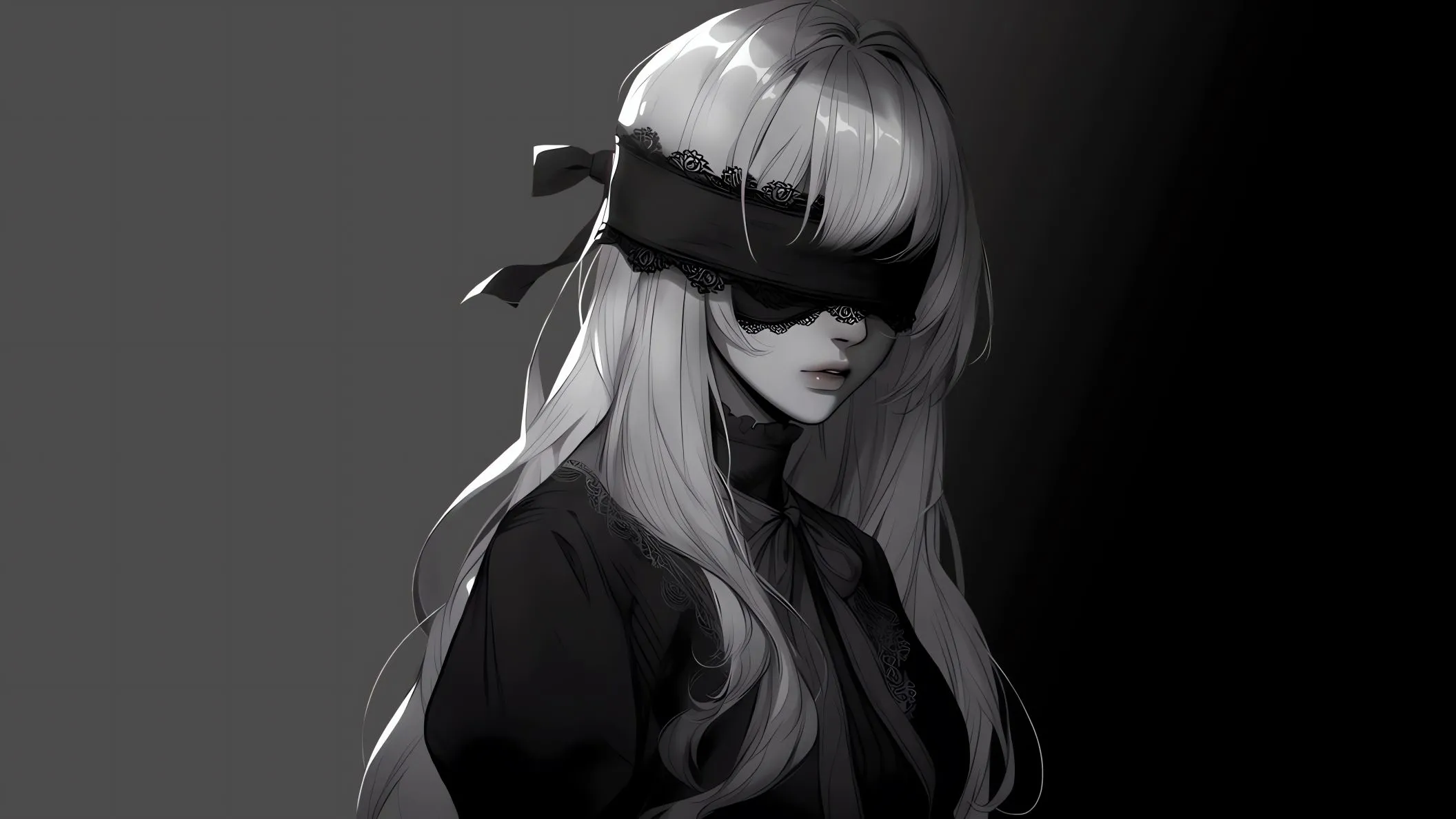 动漫 二次元 不一样的色彩 蒙眼少女 壁纸预览