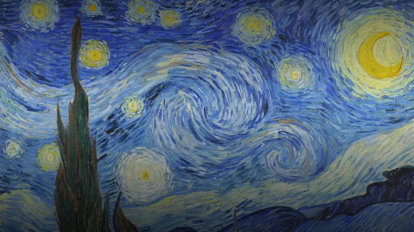 星月夜 梵高 星空 油画 蓝色调 后印象派 壁纸预览