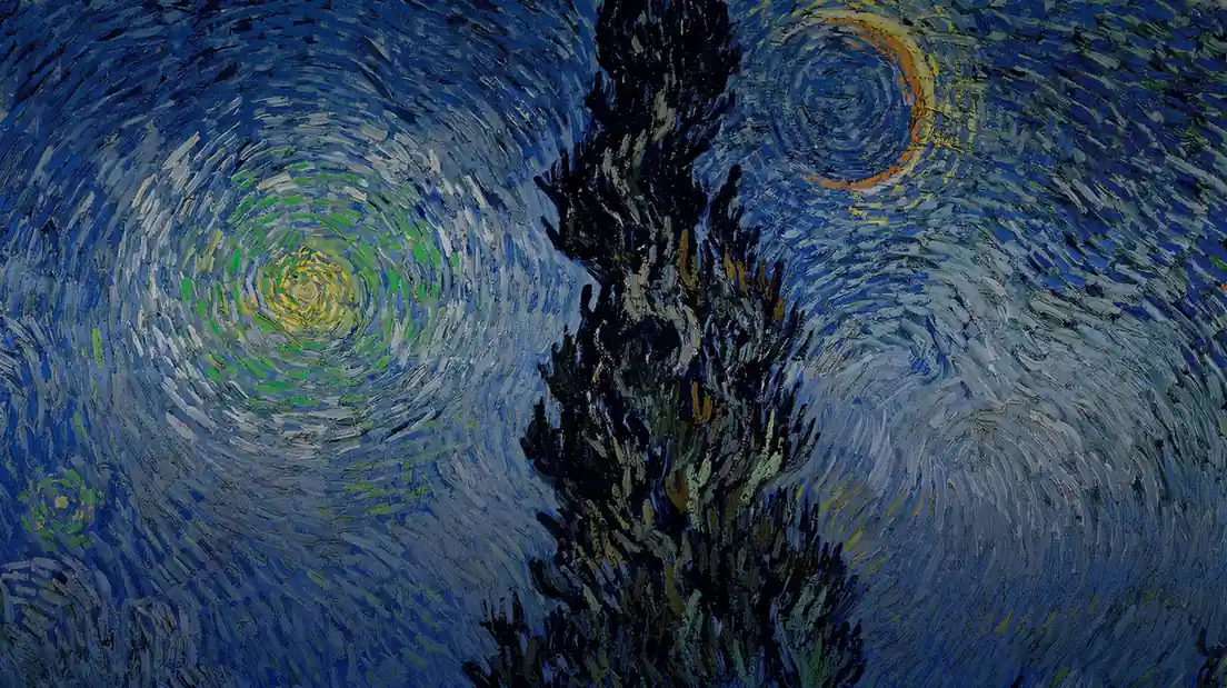 梵高 星月夜 星空 蓝色 油画 月亮 壁纸预览