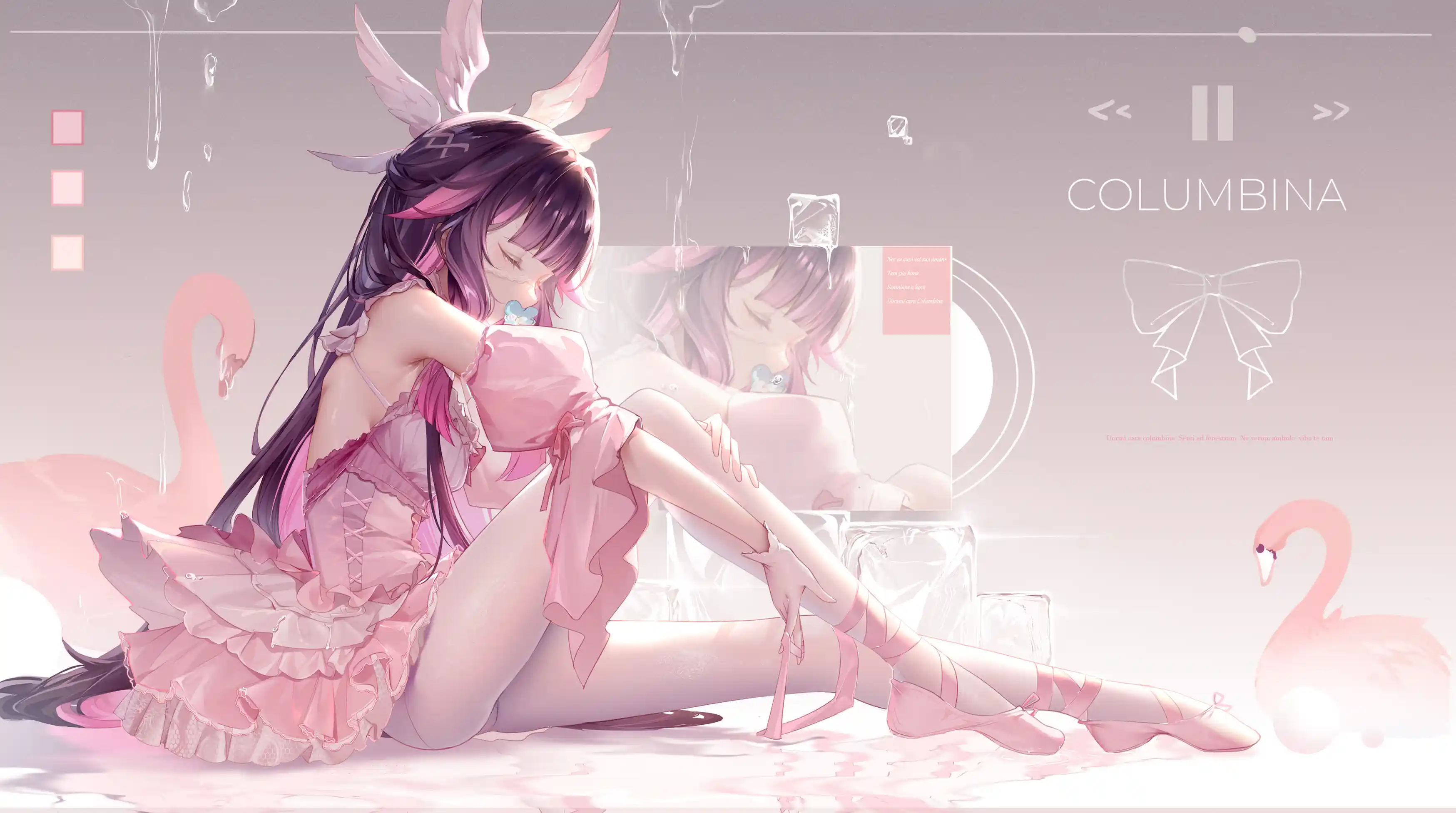 二次元 粉色 美少女 梦幻 唯美 天鹅 壁纸预览