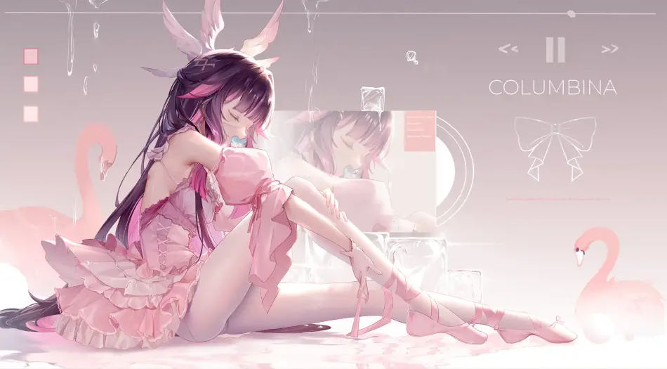 二次元,粉色,美少女,梦幻,唯美,天鹅,羽翼,精致 壁纸预览